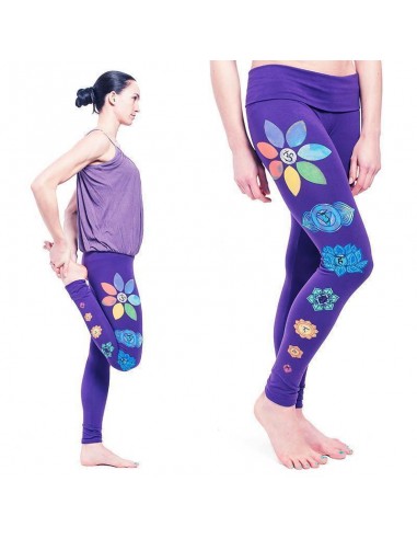 Legging yoga violet coton biologique 7 Chakras artistiques online