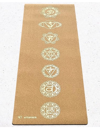 Tapis de yoga antidérapant tri plis liège - 7 chakras impression Or Toutes les collections ici