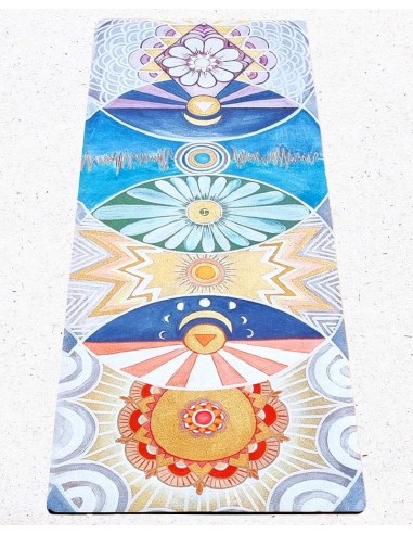 Tapis de yoga antidérapant épais 6 mm tri-plis surface microfibre 7 chakras artistiques store