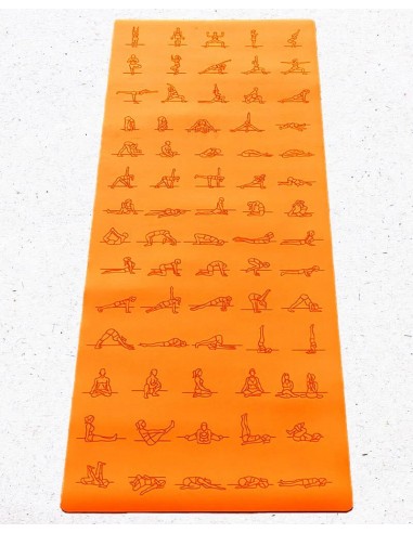 Tapis de yoga pro pour débutant et confirmé antidérapant - caoutchouc éco PU 5mm - Asana practice Orange la livraison gratuite