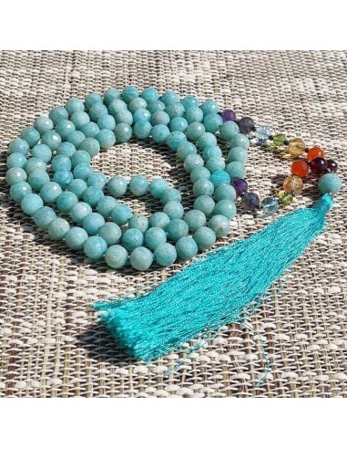 Collier mala Amazonite 108 perles AA facettées - 7 chakras meilleur choix