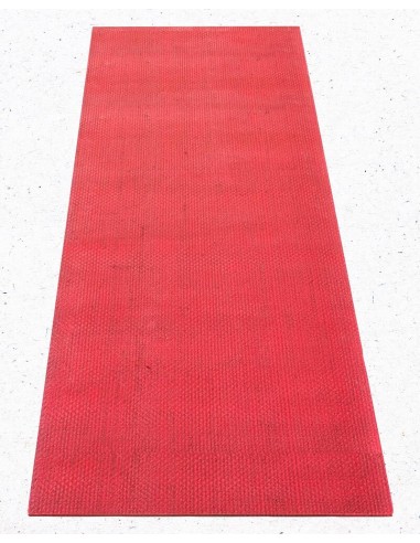 Tapis de yoga écologique rouge corail en gomme naturelle et jute tressée hantent personnes