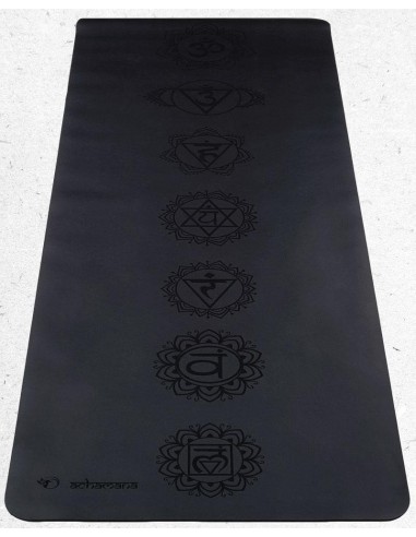 Tapis de yoga pro - latex & similicuir - Ep 5mm - 7 chakras gravés livraison et retour toujours gratuits