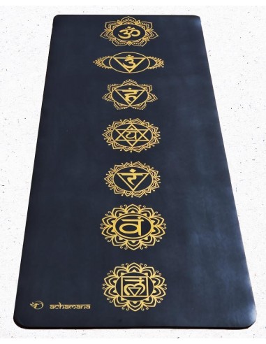 Tapis de yoga pro écologique similicuir 7 chakras Or outlet