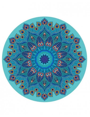 Tapis de yoga rond yoga et méditation mandala Paon de France