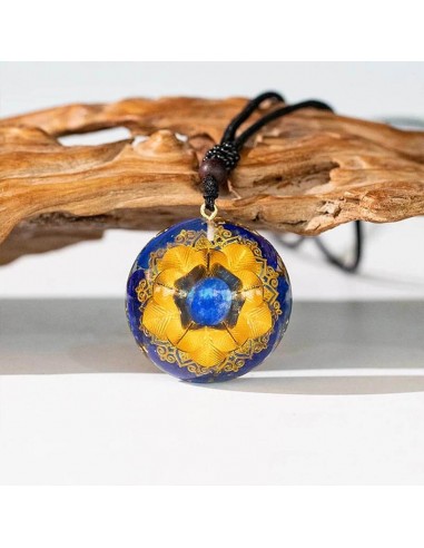 Pendentif orgone Fleur de Lotus - Lapis-lazuli la colonne vertébrale